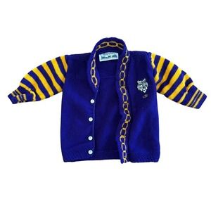 Vintage Brandon LSU Tigers‎ Knit Cardigan Sweater Infant Baby Clothes